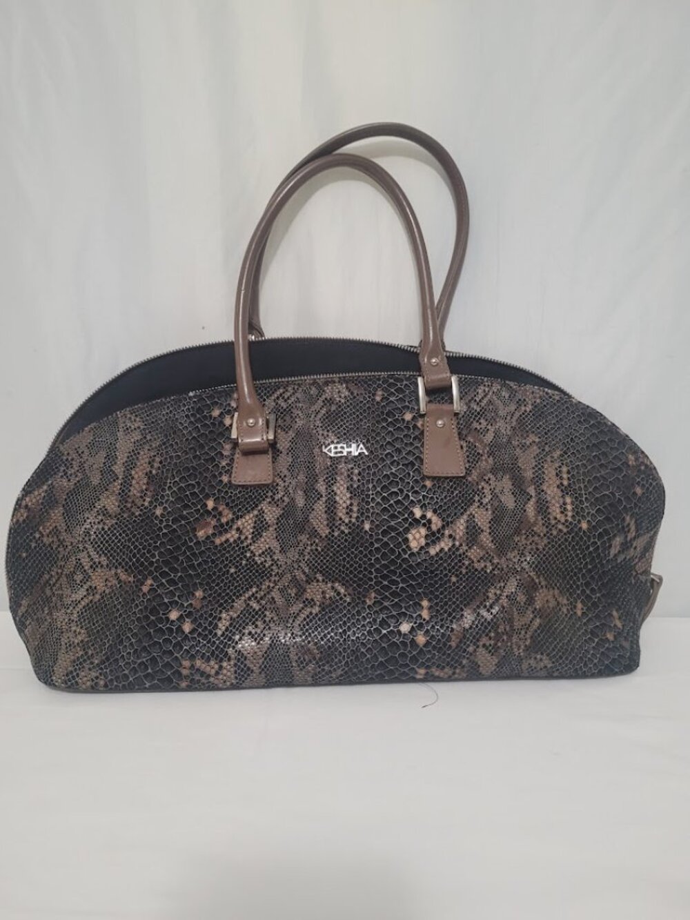 Keshia Dome Shaped Snakeskin Pattern Satchel Handbag